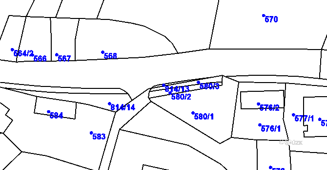 Parcela st. 814/13 v KÚ Strupčice, Katastrální mapa