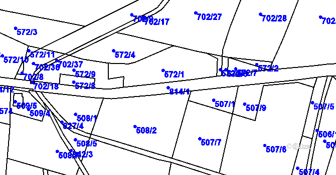 Parcela st. 814/1 v KÚ Strupčice, Katastrální mapa