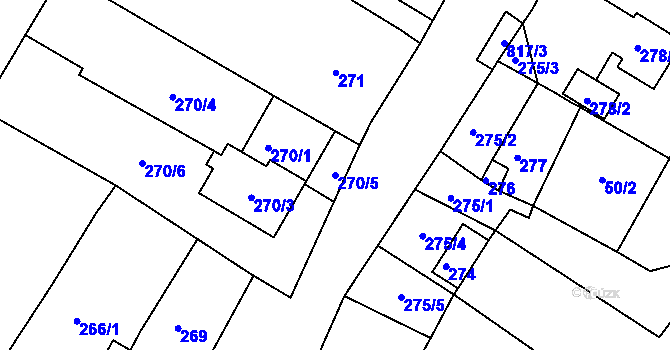 Parcela st. 270/5 v KÚ Strupčice, Katastrální mapa