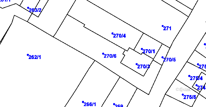 Parcela st. 270/6 v KÚ Strupčice, Katastrální mapa