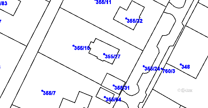 Parcela st. 355/27 v KÚ Strupčice, Katastrální mapa