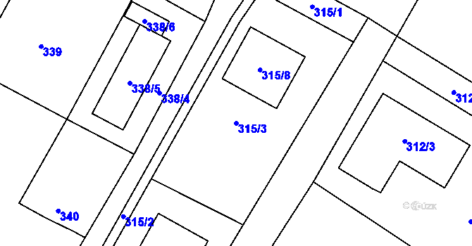 Parcela st. 315/3 v KÚ Strupčice, Katastrální mapa