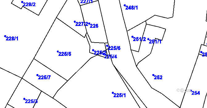 Parcela st. 225/4 v KÚ Strupčice, Katastrální mapa