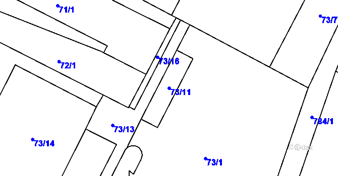 Parcela st. 73/11 v KÚ Strupčice, Katastrální mapa