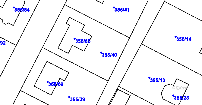 Parcela st. 355/40 v KÚ Strupčice, Katastrální mapa