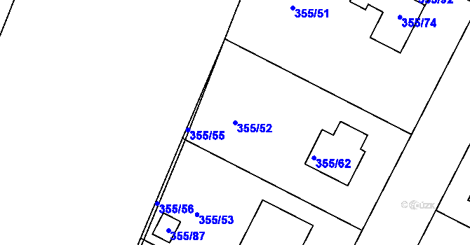 Parcela st. 355/52 v KÚ Strupčice, Katastrální mapa