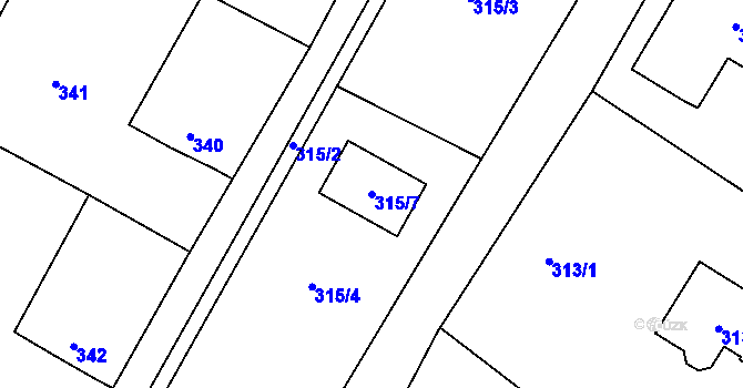 Parcela st. 315/7 v KÚ Strupčice, Katastrální mapa
