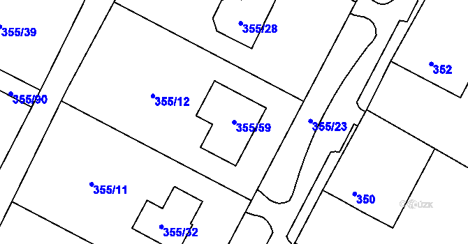 Parcela st. 355/59 v KÚ Strupčice, Katastrální mapa