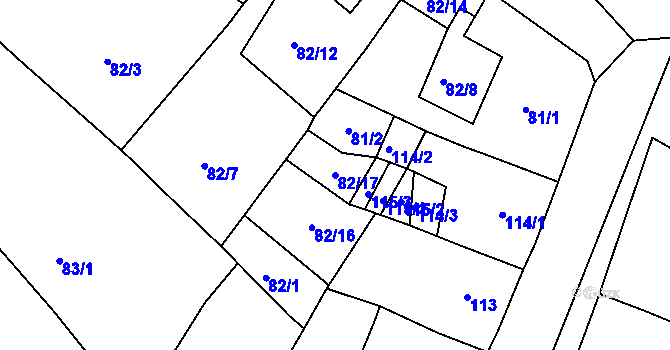 Parcela st. 82/17 v KÚ Strupčice, Katastrální mapa