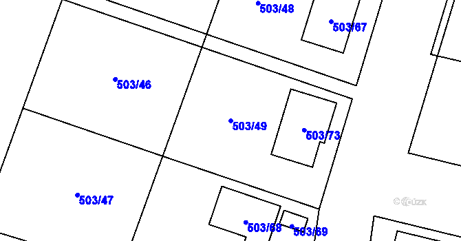 Parcela st. 503/49 v KÚ Strupčice, Katastrální mapa
