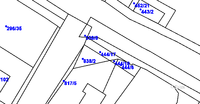 Parcela st. 444/17 v KÚ Strupčice, Katastrální mapa