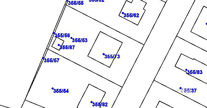 Parcela st. 355/73 v KÚ Strupčice, Katastrální mapa