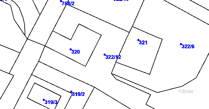 Parcela st. 322/12 v KÚ Strupčice, Katastrální mapa