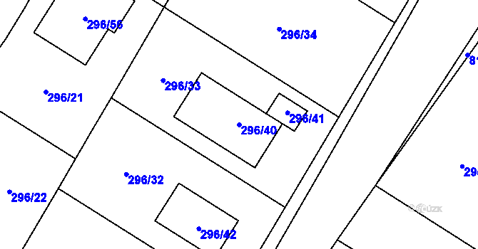 Parcela st. 296/40 v KÚ Strupčice, Katastrální mapa
