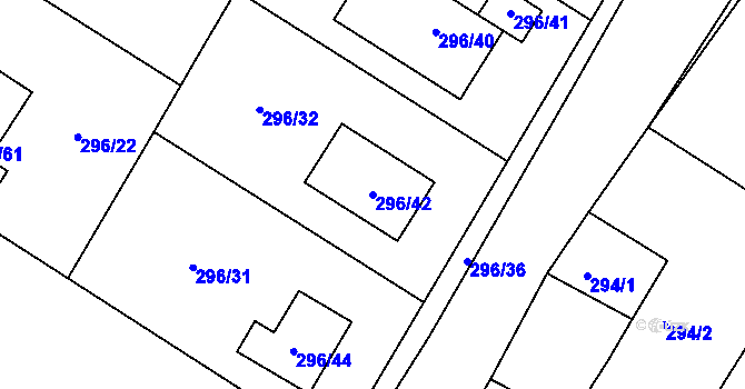 Parcela st. 296/42 v KÚ Strupčice, Katastrální mapa