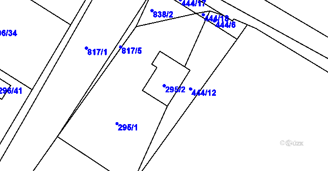 Parcela st. 295/2 v KÚ Strupčice, Katastrální mapa