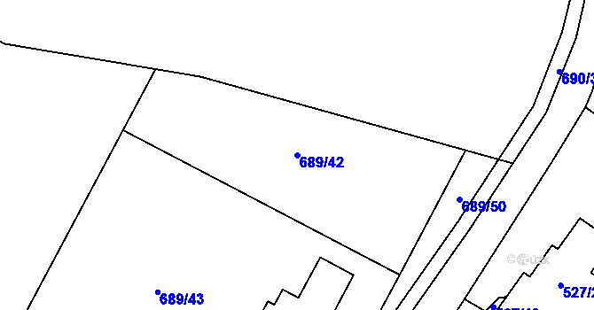 Parcela st. 689/42 v KÚ Strupčice, Katastrální mapa