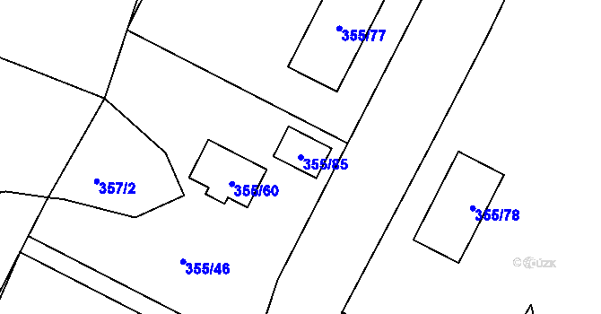 Parcela st. 355/85 v KÚ Strupčice, Katastrální mapa