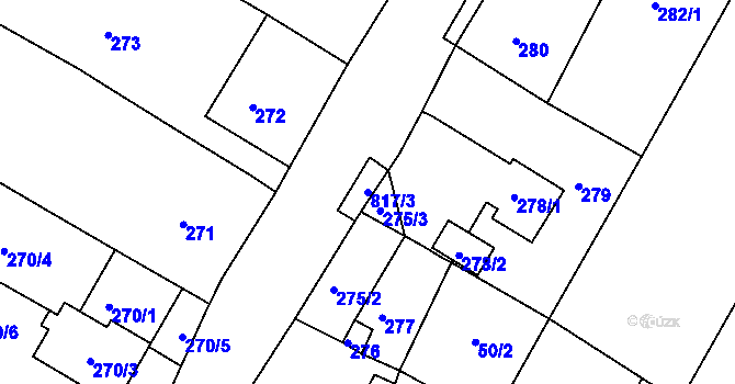 Parcela st. 817/3 v KÚ Strupčice, Katastrální mapa