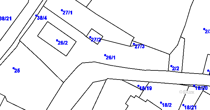 Parcela st. 26/1 v KÚ Strupčice, Katastrální mapa