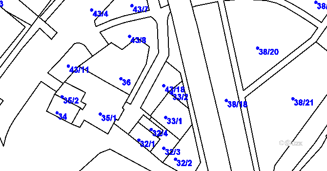Parcela st. 43/18 v KÚ Strupčice, Katastrální mapa