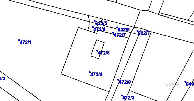 Parcela st. 472/5 v KÚ Strupčice, Katastrální mapa