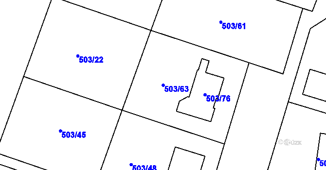 Parcela st. 503/63 v KÚ Strupčice, Katastrální mapa