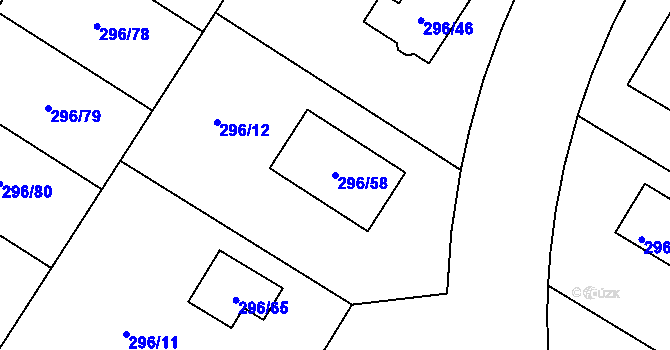 Parcela st. 296/58 v KÚ Strupčice, Katastrální mapa