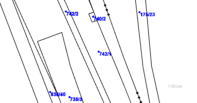 Parcela st. 742/1 v KÚ Strupčice, Katastrální mapa
