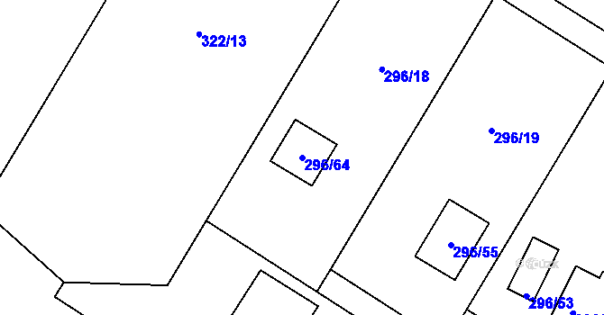 Parcela st. 296/64 v KÚ Strupčice, Katastrální mapa
