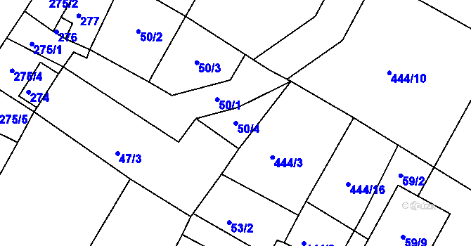 Parcela st. 50/4 v KÚ Strupčice, Katastrální mapa