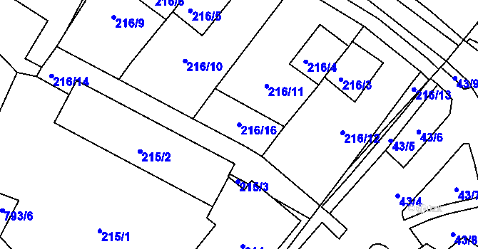 Parcela st. 216/16 v KÚ Strupčice, Katastrální mapa