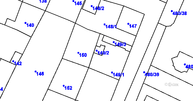 Parcela st. 149/2 v KÚ Strupčice, Katastrální mapa