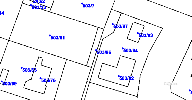 Parcela st. 503/96 v KÚ Strupčice, Katastrální mapa