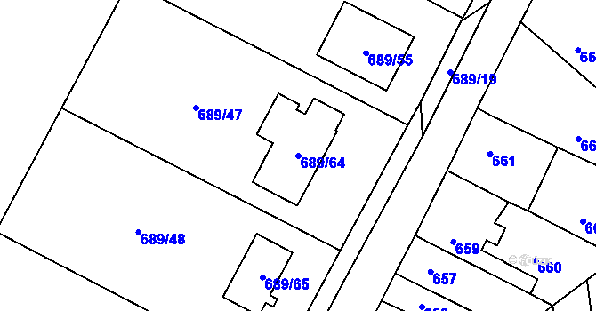 Parcela st. 689/64 v KÚ Strupčice, Katastrální mapa