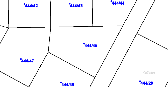 Parcela st. 444/45 v KÚ Strupčice, Katastrální mapa
