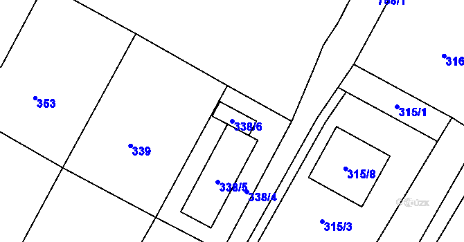 Parcela st. 338/6 v KÚ Strupčice, Katastrální mapa