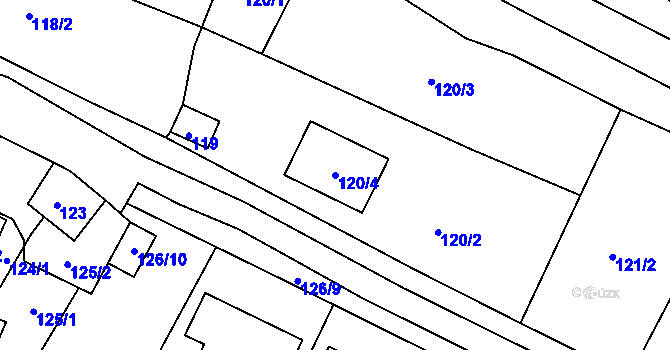 Parcela st. 120/4 v KÚ Strupčice, Katastrální mapa