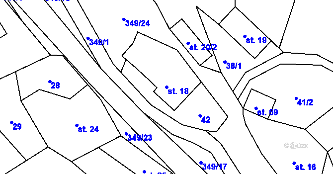 Parcela st. 18 v KÚ Strupšín, Katastrální mapa
