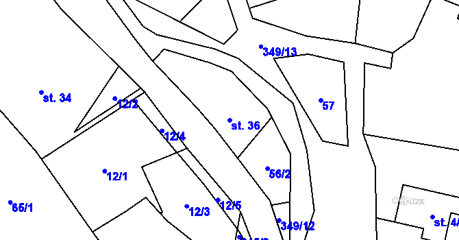 Parcela st. 36 v KÚ Strupšín, Katastrální mapa