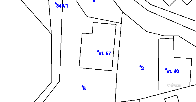 Parcela st. 57 v KÚ Strupšín, Katastrální mapa