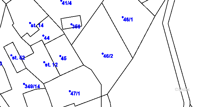Parcela st. 46/2 v KÚ Strupšín, Katastrální mapa