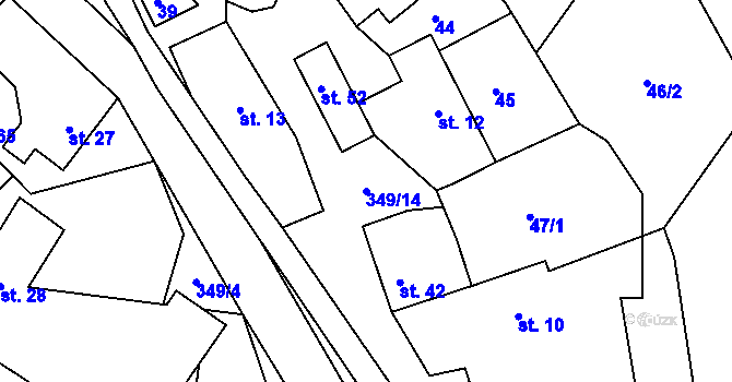Parcela st. 349/14 v KÚ Strupšín, Katastrální mapa