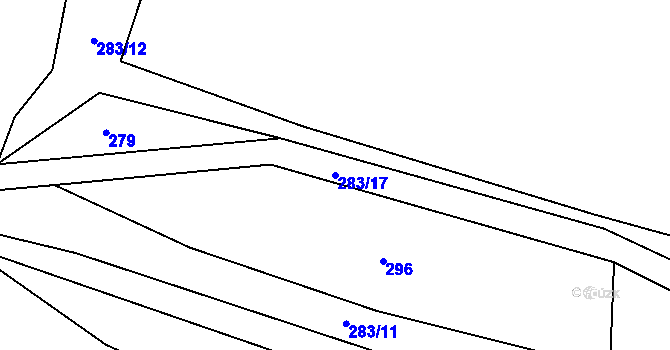Parcela st. 283/17 v KÚ Strupšín, Katastrální mapa