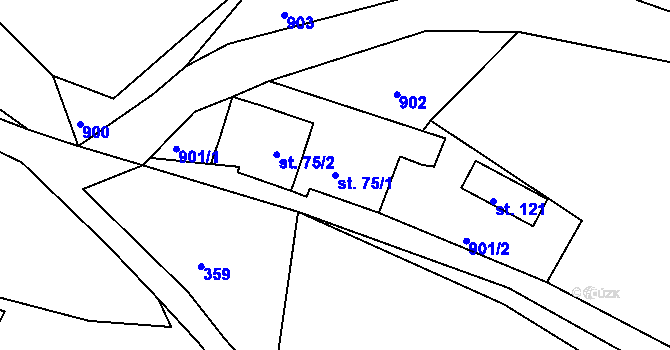 Parcela st. 75/1 v KÚ Pohoří u Stružince, Katastrální mapa