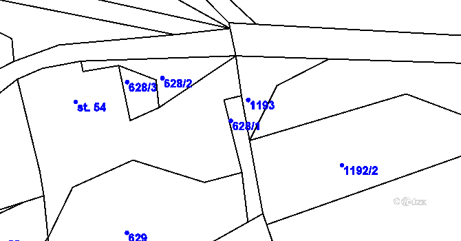 Parcela st. 628/1 v KÚ Pohoří u Stružince, Katastrální mapa