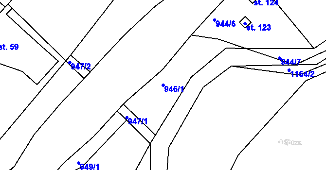 Parcela st. 946/1 v KÚ Pohoří u Stružince, Katastrální mapa