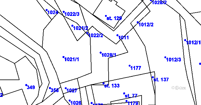 Parcela st. 1028/1 v KÚ Pohoří u Stružince, Katastrální mapa