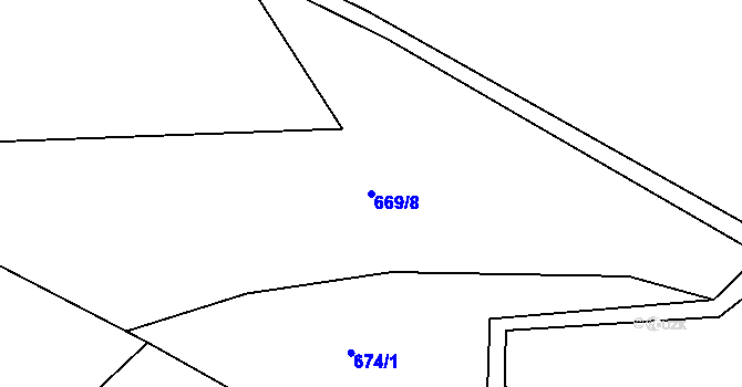 Parcela st. 669/8 v KÚ Pohoří u Stružince, Katastrální mapa