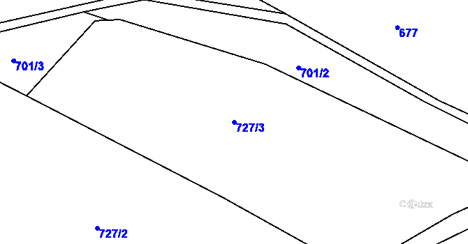 Parcela st. 727/3 v KÚ Pohoří u Stružince, Katastrální mapa